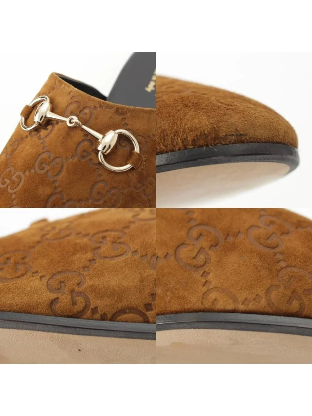 Gucci Horsebit Suede Sandals Shoes Slippers Beige